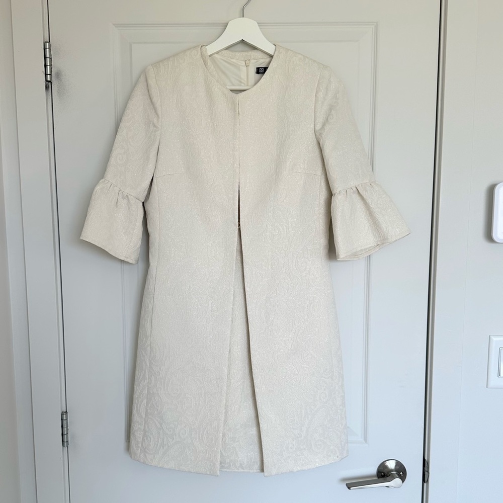 NWOT- Elegant Shimmering Cream Midi Dress AND matching jacket